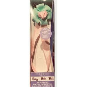 Horizon Pacifier Holder Clip Floral Flower Teal Pink Shower Gift Baby New